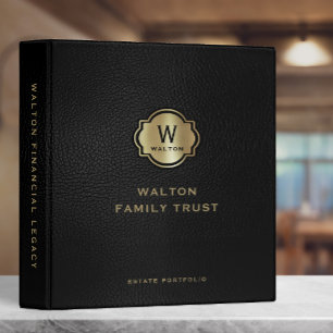 Black Leather Look Gold Monogram Keepsake Binder