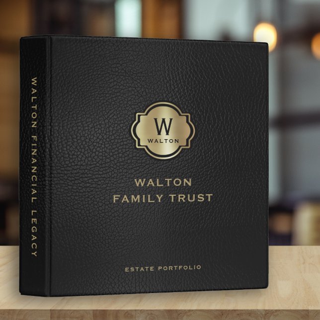 Black Leather Look Gold Monogram Keepsake Binder (Creator Uploaded)