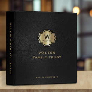 Black Leather Look Gold Monogram Keepsake Binder