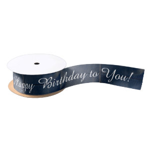 Black Leather Look Happy Birthday Satin Ribbon