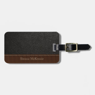 Black Leather Look Luggage Tag