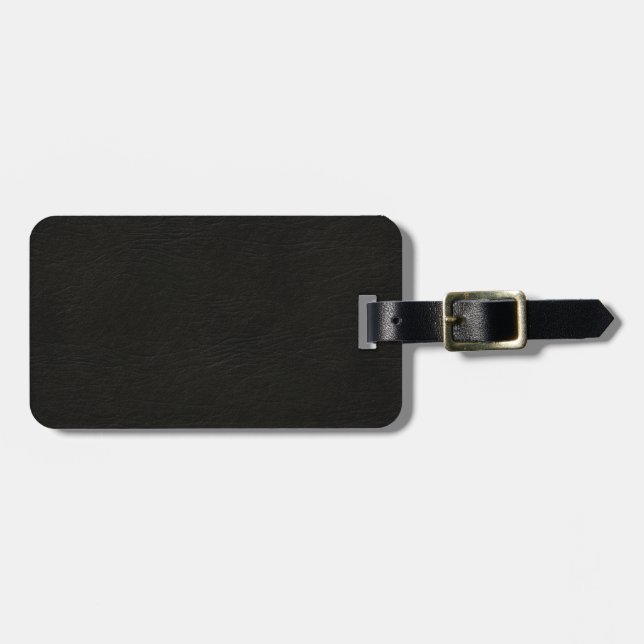 Black Leather Look Luggage Tag (Front Horizontal)