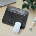 Black Leather Look Metal Band Monogram    Mouse Pad<br><div class="desc">This design may be personalized in the area provided by changing the photo and/or text. Or it can be customized by clicking Personalize this Template and then choosing the click to customize further option and delete or change the colour of the background, add text, change the text colour or style,...</div>