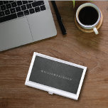 Black Leather Look Minimal Business Card Holder<br><div class="desc">A business card holder with a digital graphic design to resemble a leather texture for any profession,  customize with your personal information.</div>