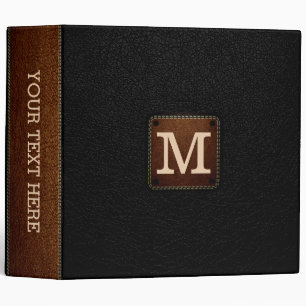 Black Leather Look Monogram Binder