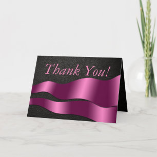 Black Leather Look Thank You Greeting Card