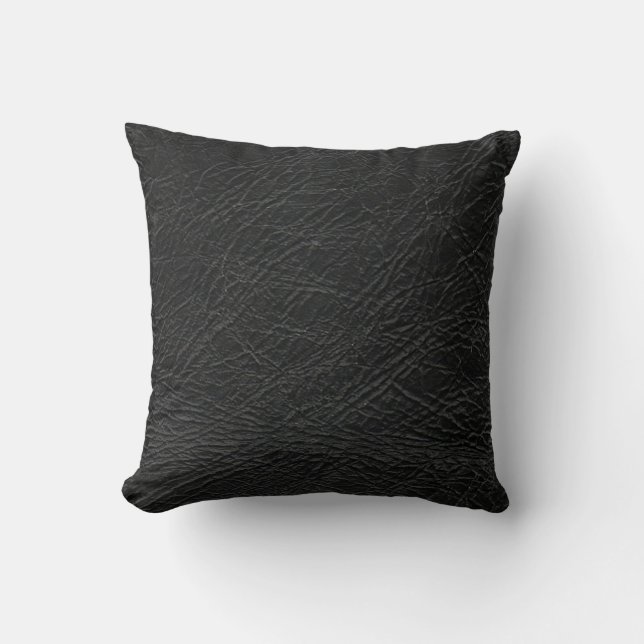 black leather look throw pillow (Front)