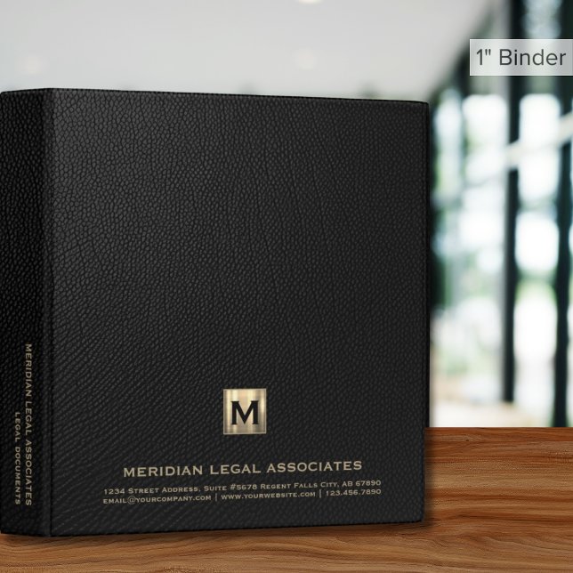 Black Leather Luxury Gold Initial Logo Binder (Creator Uploaded)