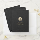 Black Leather Luxury Gold Logo