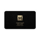 Black Leather Luxury Gold Monogram