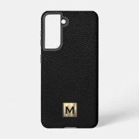 Black Leather Luxury Gold Monogram