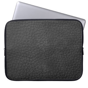 Black Leather Masculine Rustic Skin Laptop Sleeve