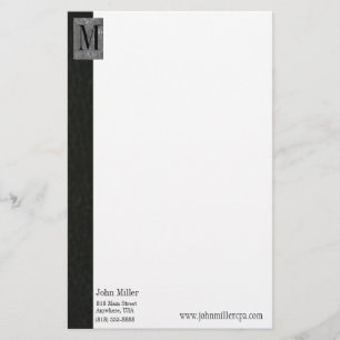 Black Leather Monogram Business Letterhead