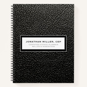 Black Leather Name Title Company Notebook