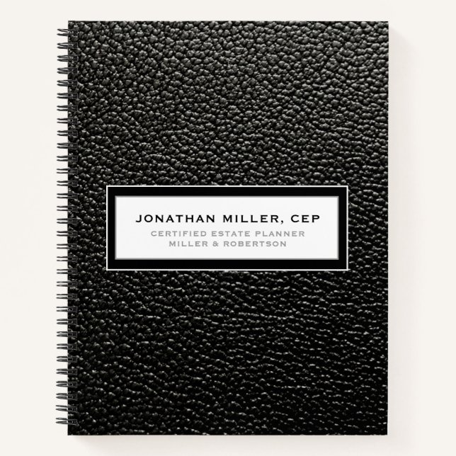 Black Leather Name Title Company Notebook (Front)