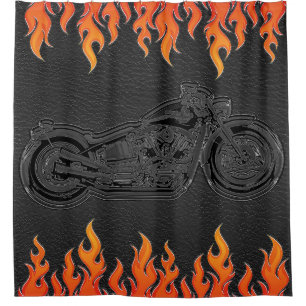 Black Leather Orange Flames Hot Fire Motorcycle