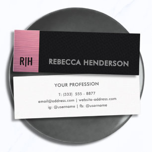 Black Leather & Pink Panel with White Back Mini Business Card