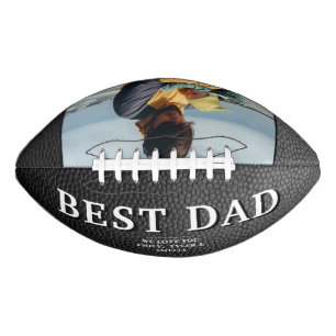 Black Leather Print Best Dad Father`s Day Photo Football