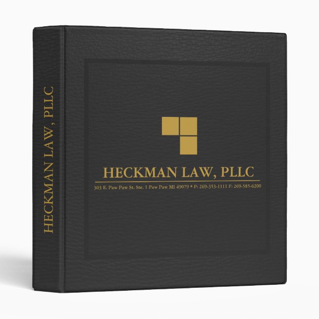 Black Leather Print Gold Accent Binder (Front/Spine)