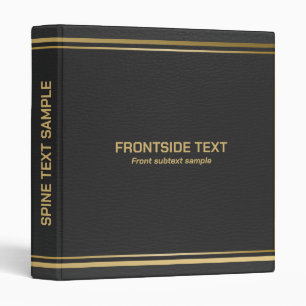 Black Leather Print Gold Stripes Frame Binder
