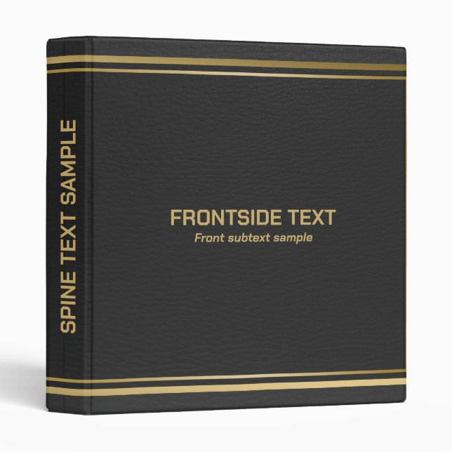 Black Leather Print Gold Stripes Frame Binder (Front/Spine)
