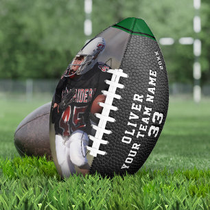 Black Leather Print Green Player Number Team Photo Football