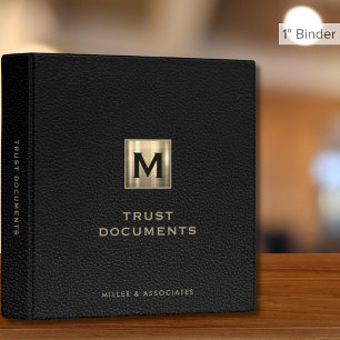 Black Leather Print Trust Document Binder