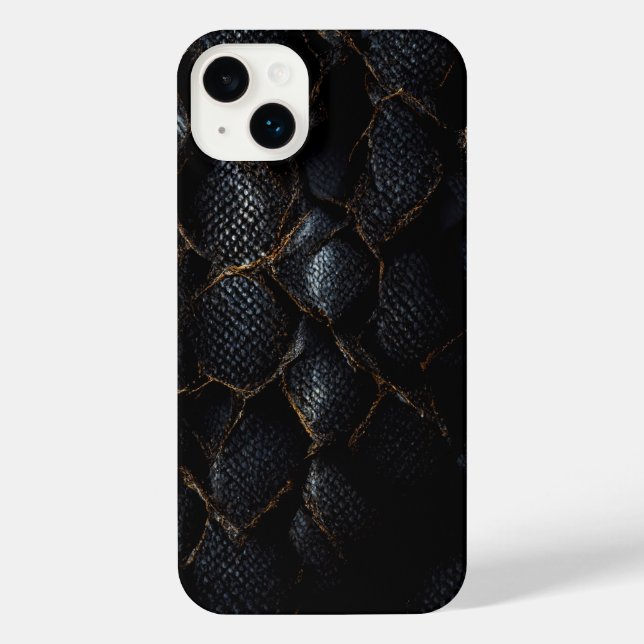 Black leather reptile skin iphone case (Back)
