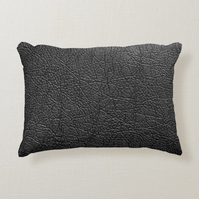 Black leather: seamless closeup texture. accent pillow (Front)