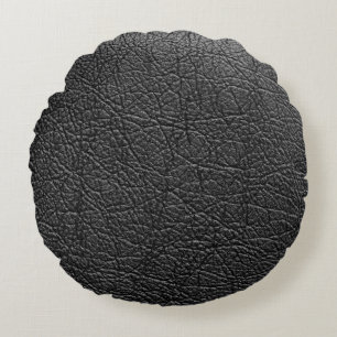 Black leather: seamless closeup texture. round pillow