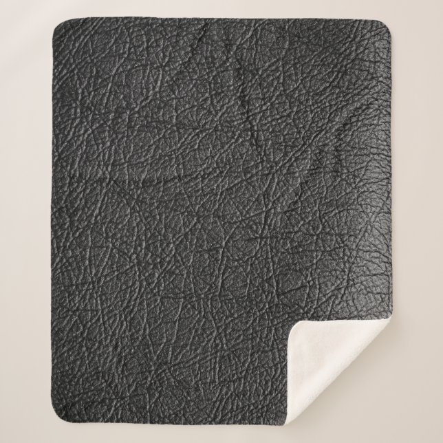 Black leather: seamless closeup texture. sherpa blanket (Front)