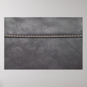 Black leather stitched with white stitching poster