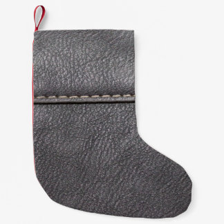 Black leather stitched with white stitching small christmas stocking