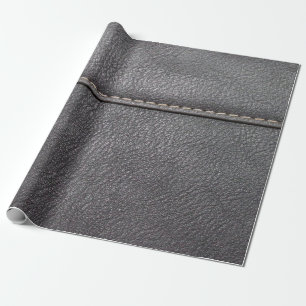 Black leather stitched with white stitching wrapping paper