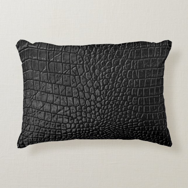 Black leather texture accent pillow (Front)
