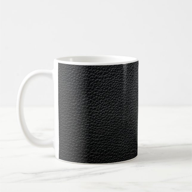 Black leather texture and backgroundleather,textur coffee mug (Left)