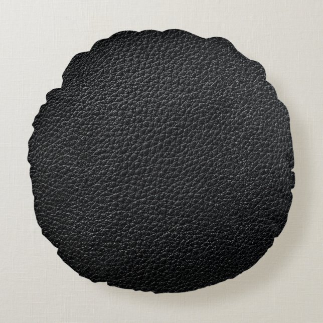 Black leather texture and backgroundleather,textur round pillow (Front)