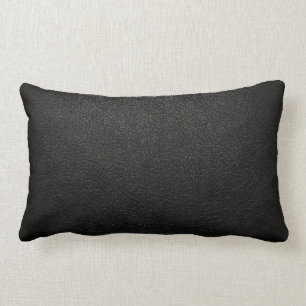 Black Leather Texture Background Lumbar Pillow