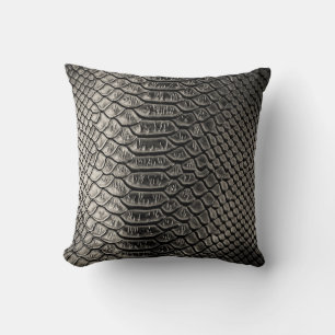 Black leather texture, background use. throw pillow