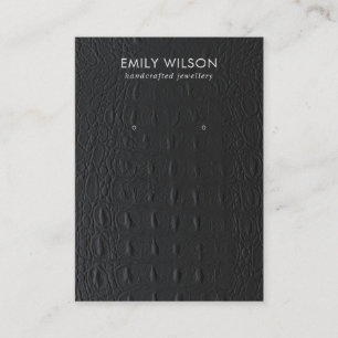 BLACK LEATHER TEXTURE EARRING STUD DISPLAY BUSINESS CARD