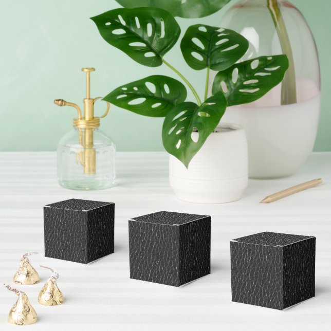 Black Leather Texture Finish Pattern Classic Favor Box (Multiple)