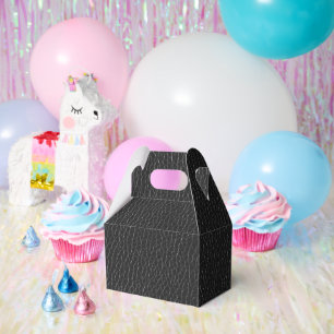 Black Leather Texture Finish Pattern Gable Favor Box