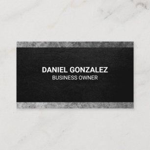 Black Leather Texture   Grey Grunge Trim Business Card