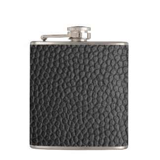 Black Leather Texture Hip Flask