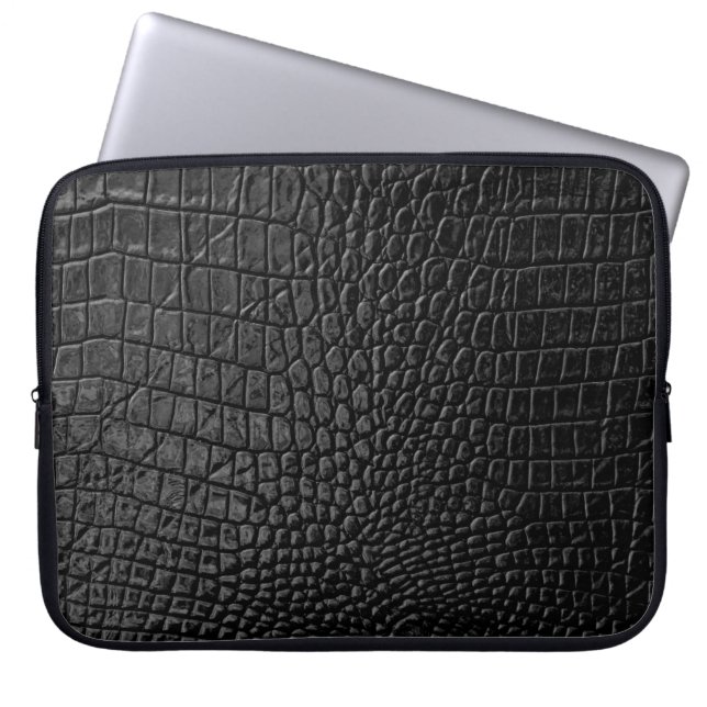Black leather texture laptop sleeve (Front)