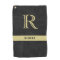 Black Leather Texture Monogram Name Gold  