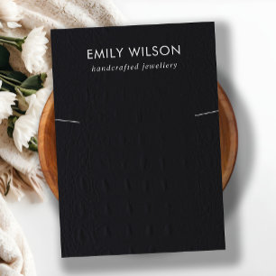 Black Leather Texture Necklace Band Display Business Card