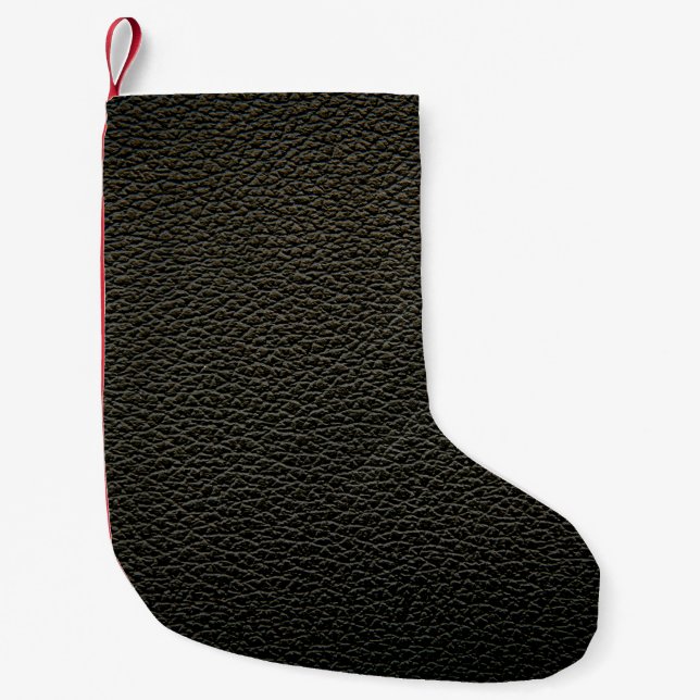 Black leather texture or background. abstract,anim small christmas stocking (Front)