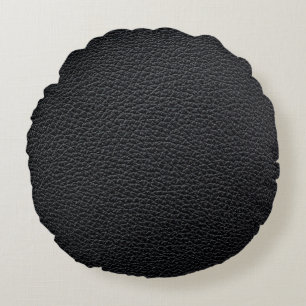 Black leather texture or background. leather,textu round pillow