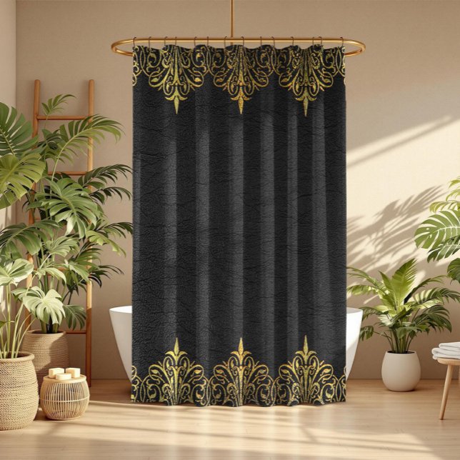 Black Leather Texture Print Gold Border (Creator Uploaded)